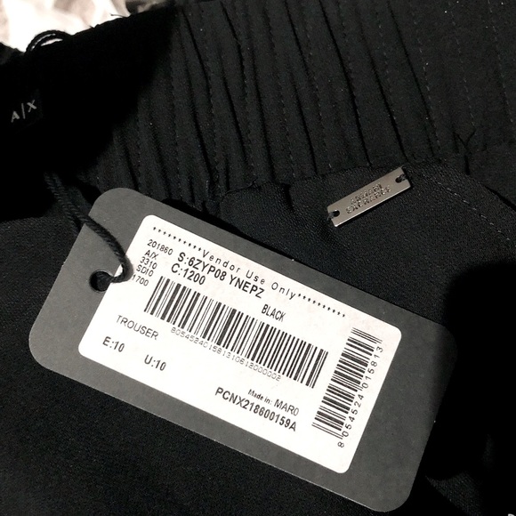 Armani Exchange Pants Trouser Black Size 10 NWT $480 - Picture 7 of 8